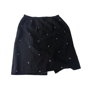 Requirements Womens Pencil Skort Black Floral Back Slit Skirt Casual Plus 18W